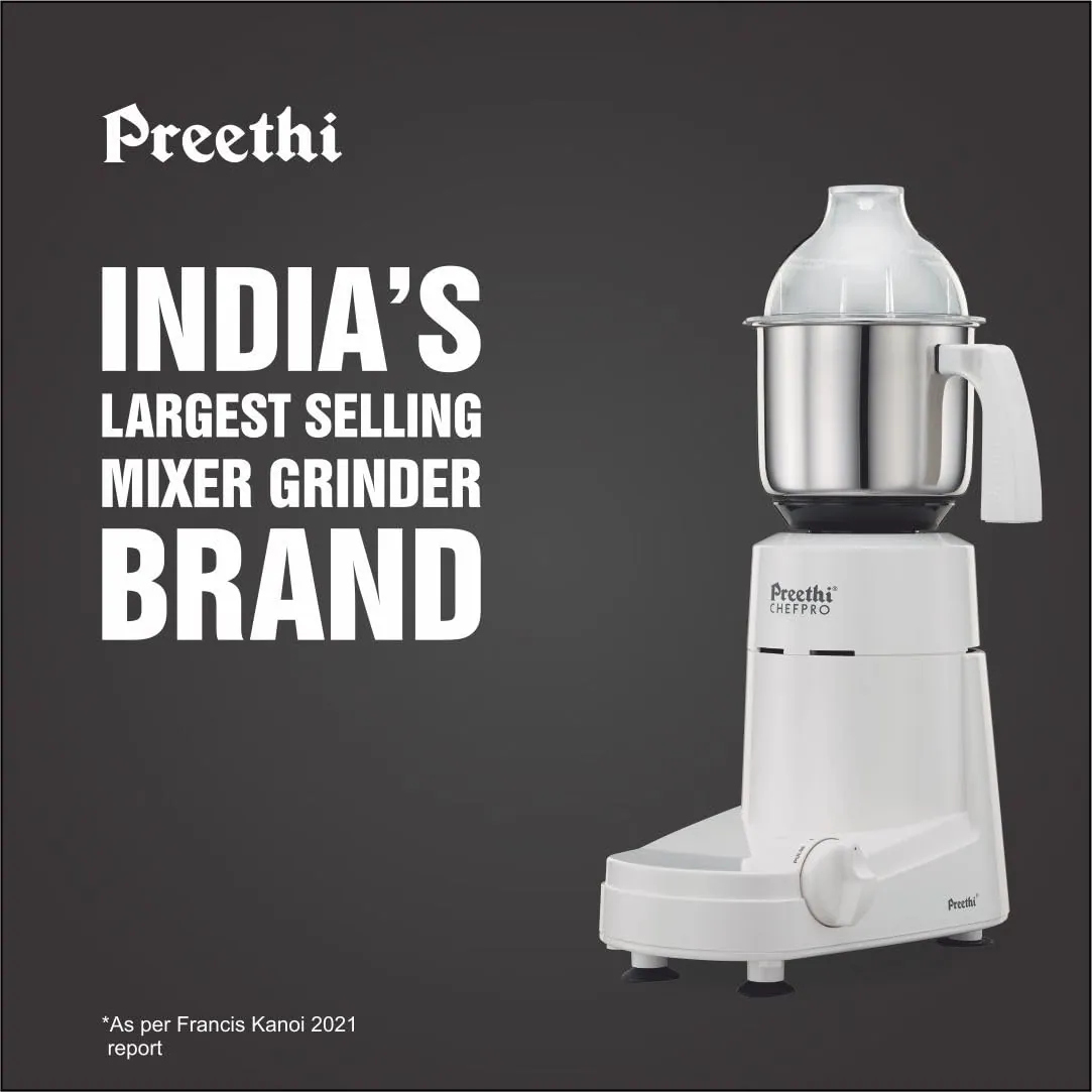 Preethi Chefpro 750 W Mixie White 3 Jars (MG-128)