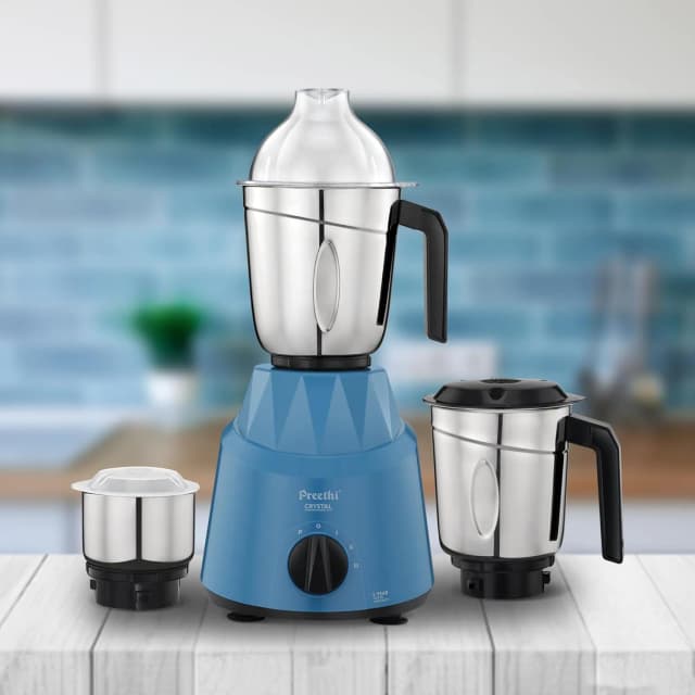 Preethi Crystal 500 W Mixie Blue 3 Jars (MG-224)