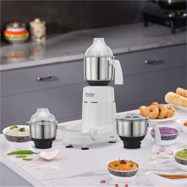 Preethi Chefpro 750 W Mixie White 3 Jars (MG-128)