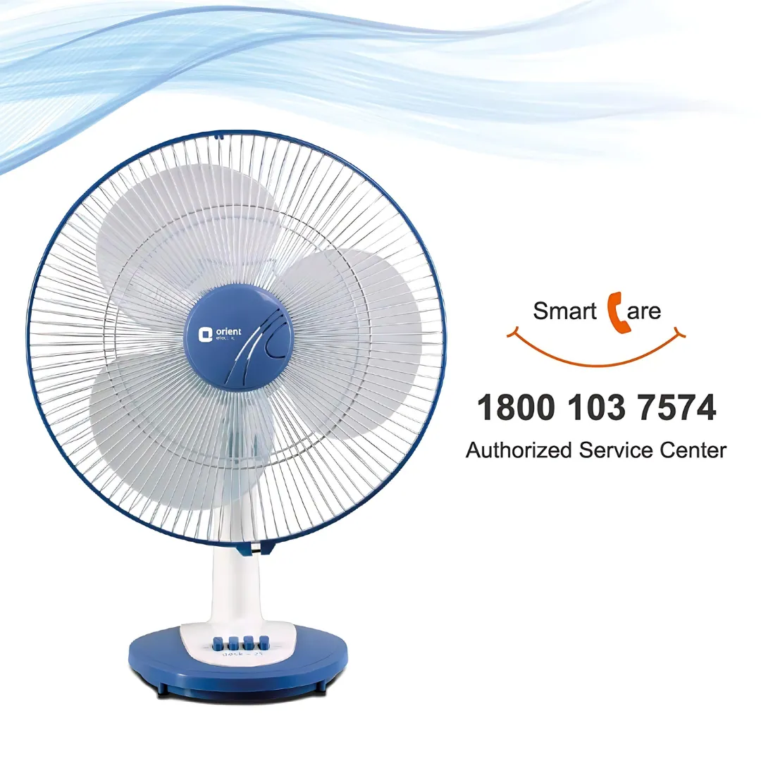 Orient Electric Desk-25 (400 MM) White With Blue Table Top Fan