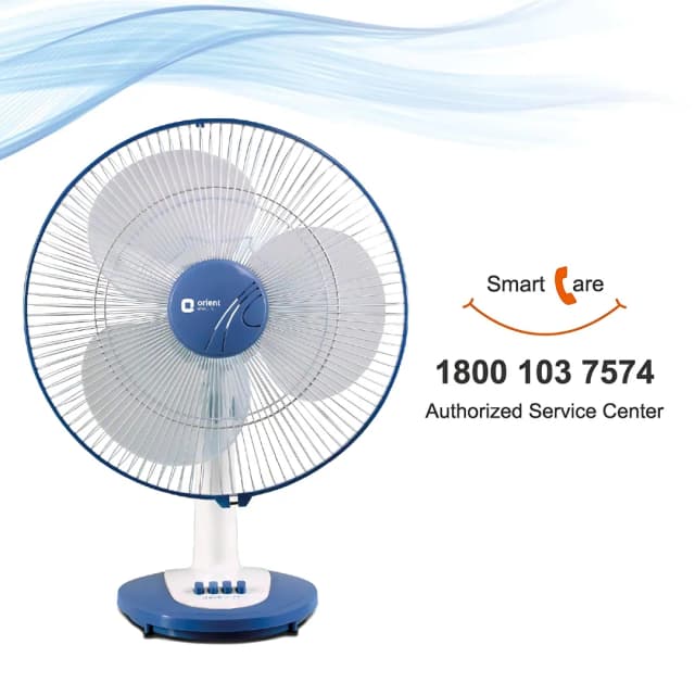 Orient Electric Desk-25 (400 MM) White With Blue Table Top Fan