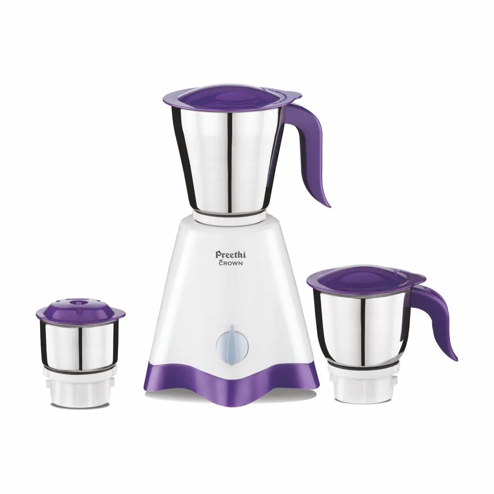 Preethi Crown 500 W Mixie White & Purple 3 Jars (MG-205)