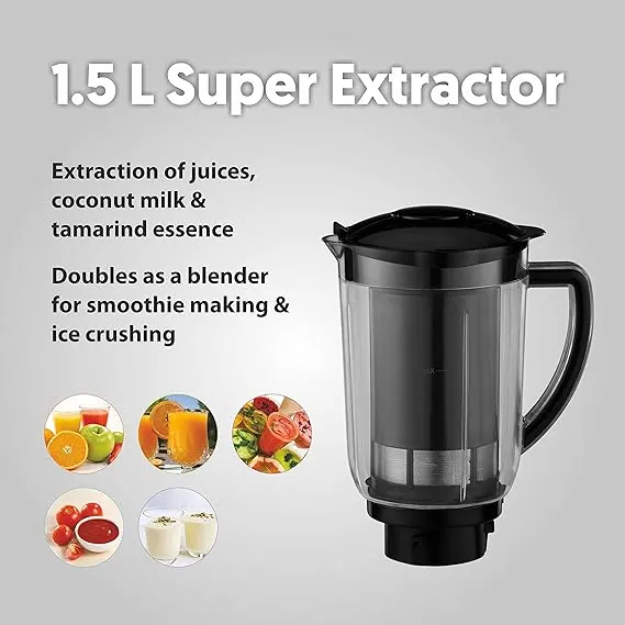 Preethi Crown Plus 600 W Mixie Red & Black 4 Jars (MG-258)