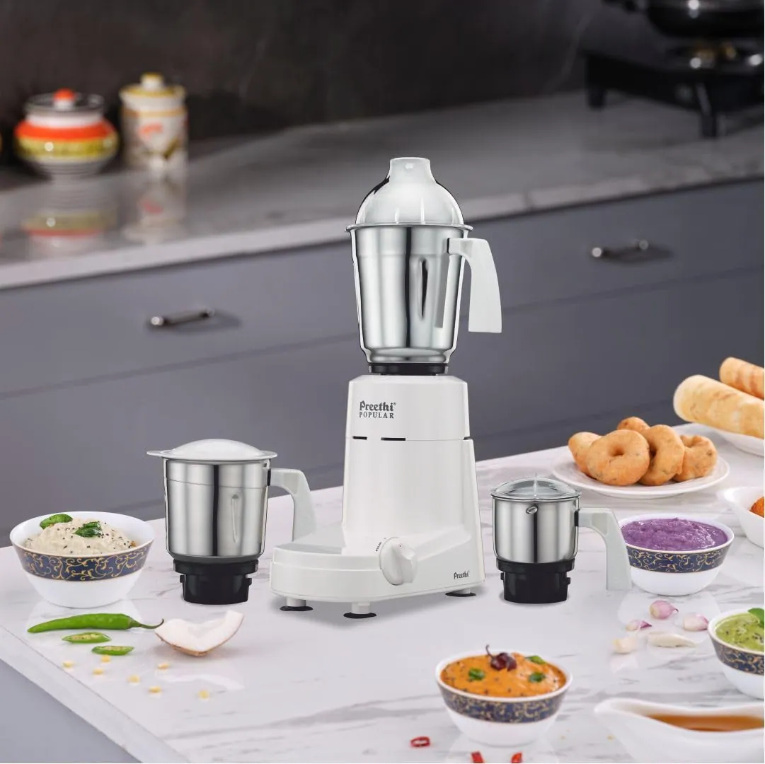 Preethi Popular 750 W Mixie White 3 Jars (MG-142)