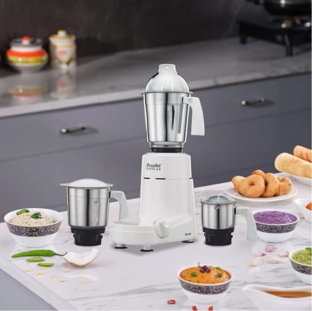 Preethi Popular 750 W Mixie White 3 Jars (MG-142)