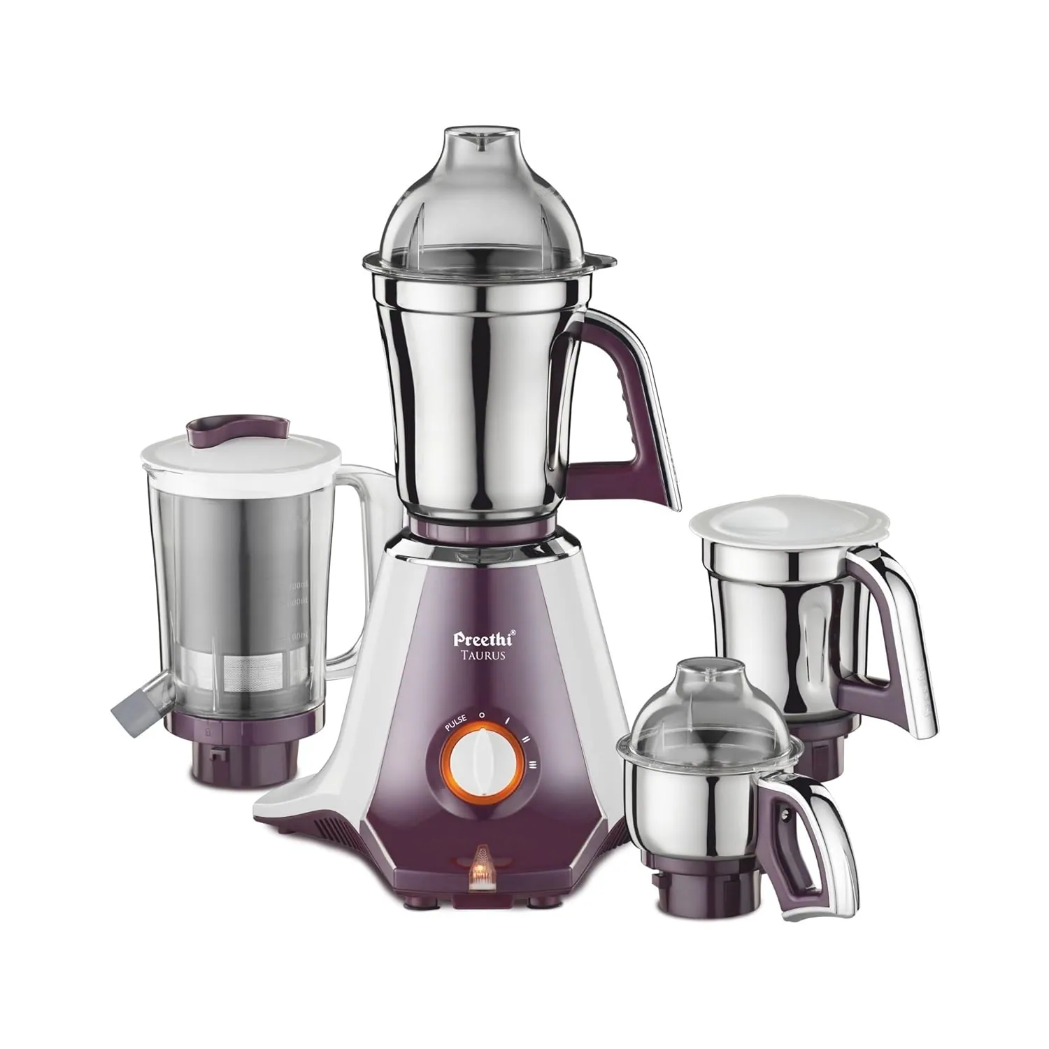 Preethi Taurus 750 W Mixie White And Dark Violet 4 Jars