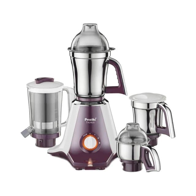 Preethi Taurus 750 W Mixie White And Dark Violet 4 Jars