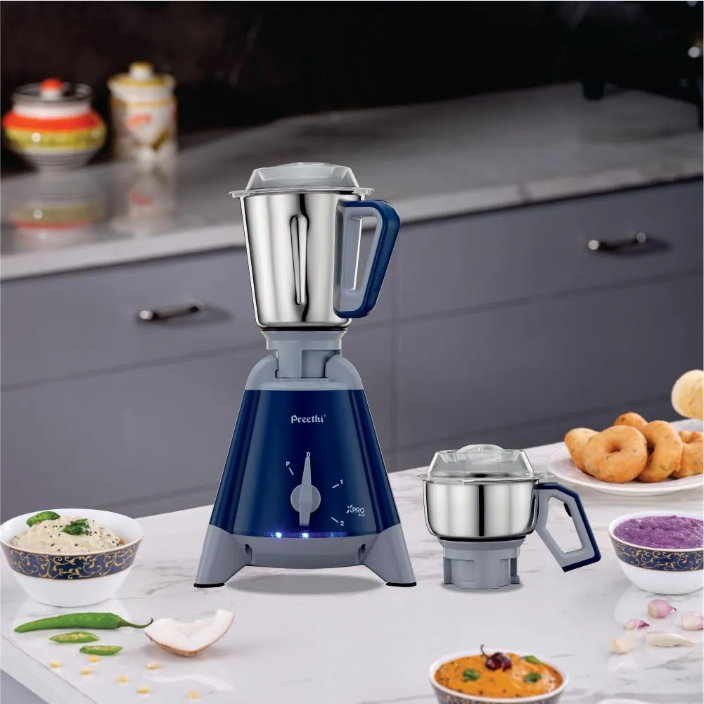 Preethi Xpro Duo Commercial 1300 W Mixie Deep Blue 2 Jars (MG-204)