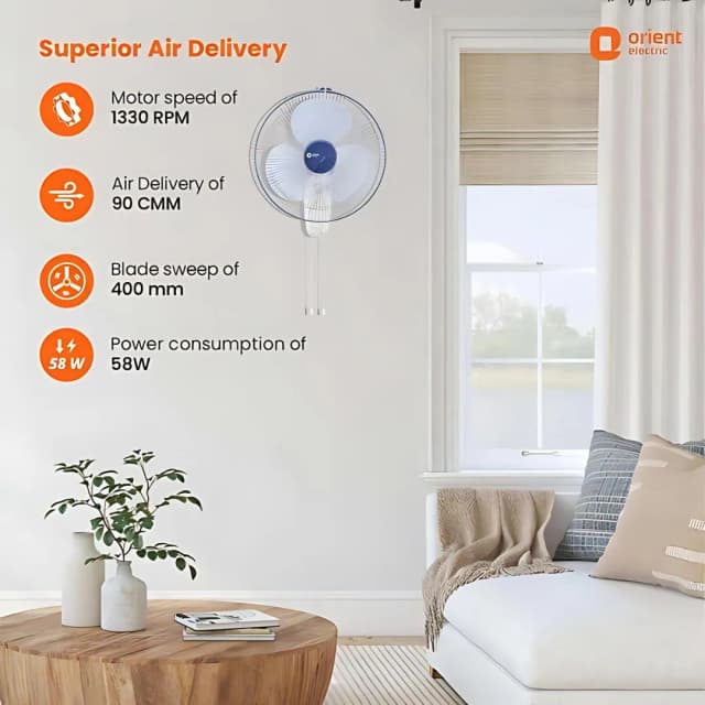 Orient Wall 44 (400 MM) White With Blue Wall Fan