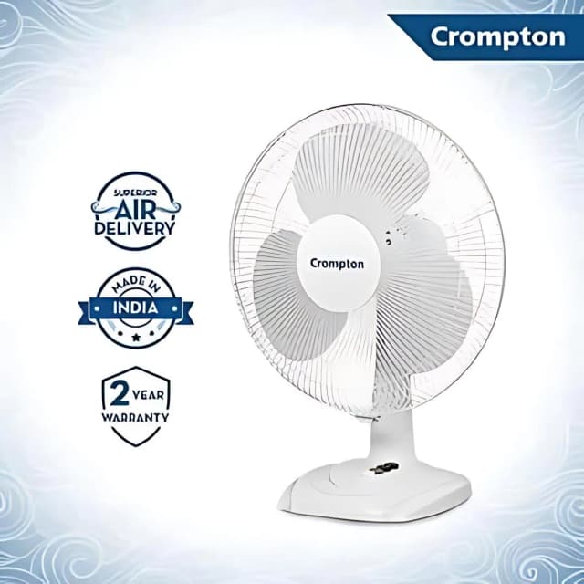 Crompton High Flow Wave Plus (400 MM) White Table Top Fan