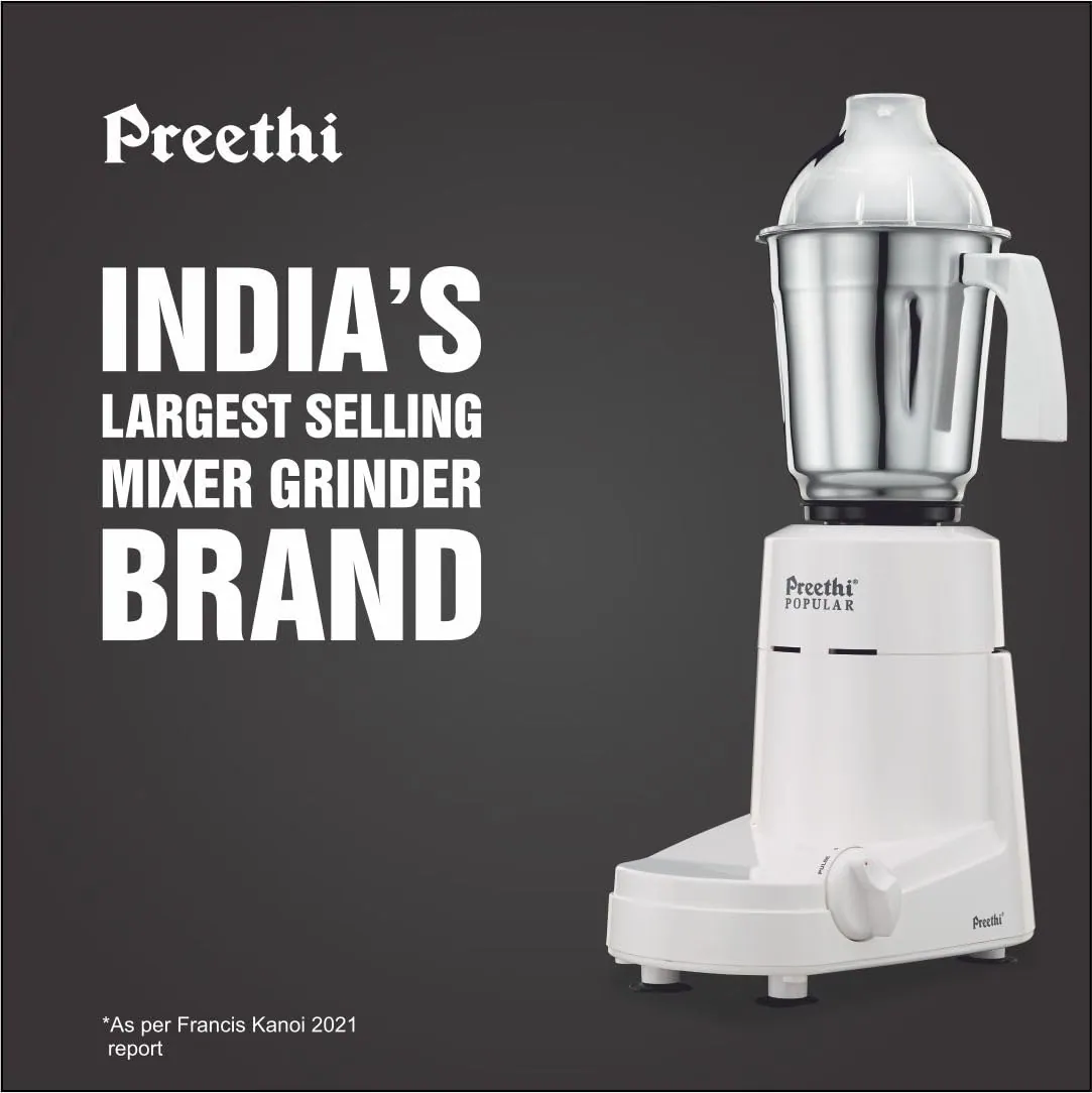 Preethi Popular 750 W Mixie White 3 Jars (MG-142)