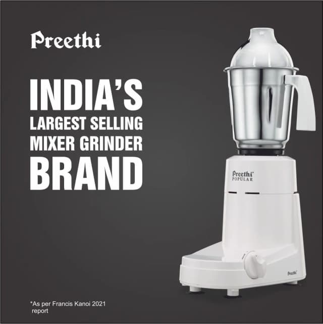Preethi Popular 750 W Mixie White 3 Jars (MG-142)