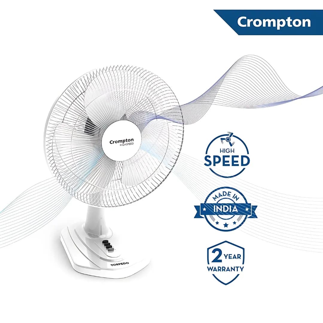 Crompton HighSpeed Torpedo (400 MM) White Table Top Fan