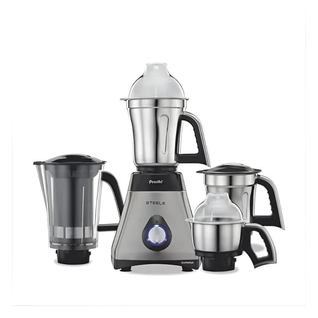 Preethi Steele Supreme 750 W Mixie Silver And Black 4 Jars