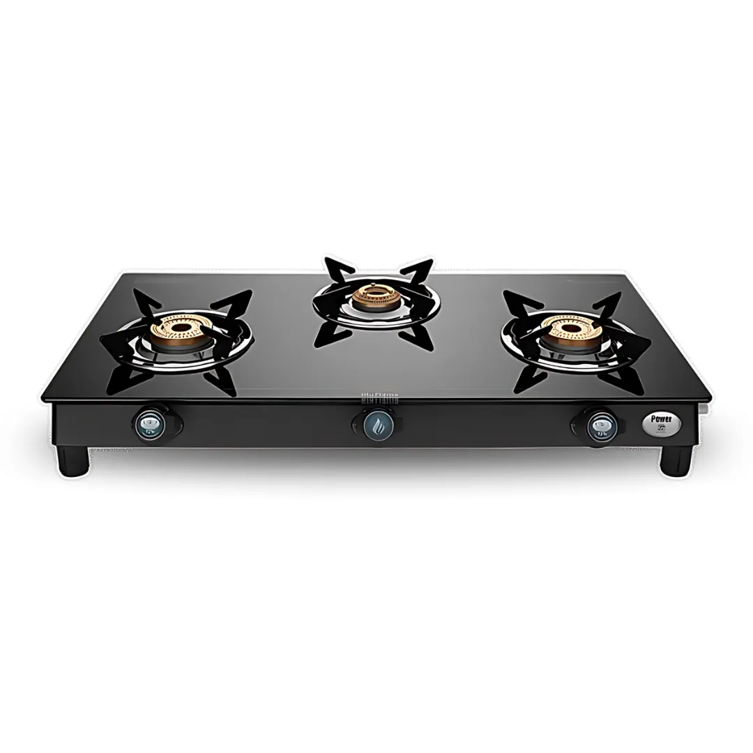 Preethi Sparkle Power Duo Glass Top 3B Black -Gas Stove