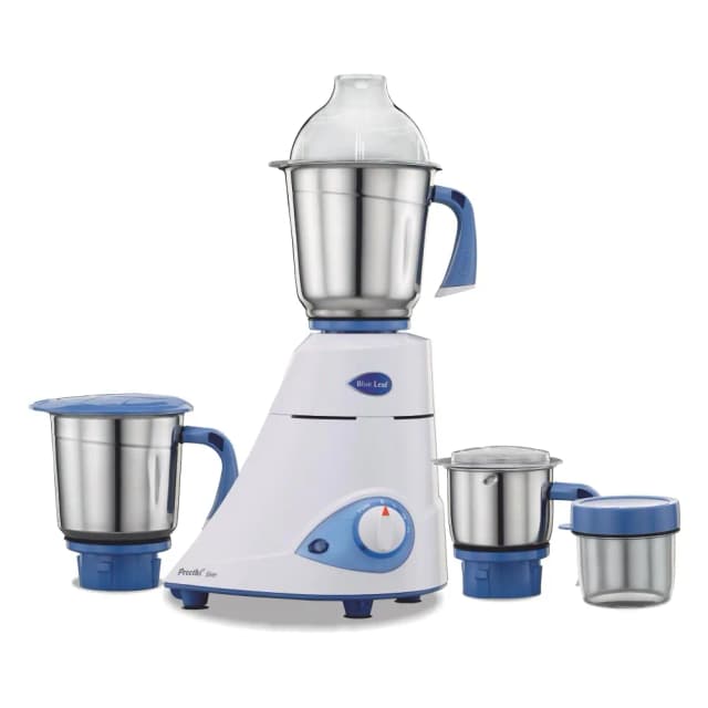 Preethi Blue Leaf Silver 600 W Mixie White 3 Jars (MG-149)