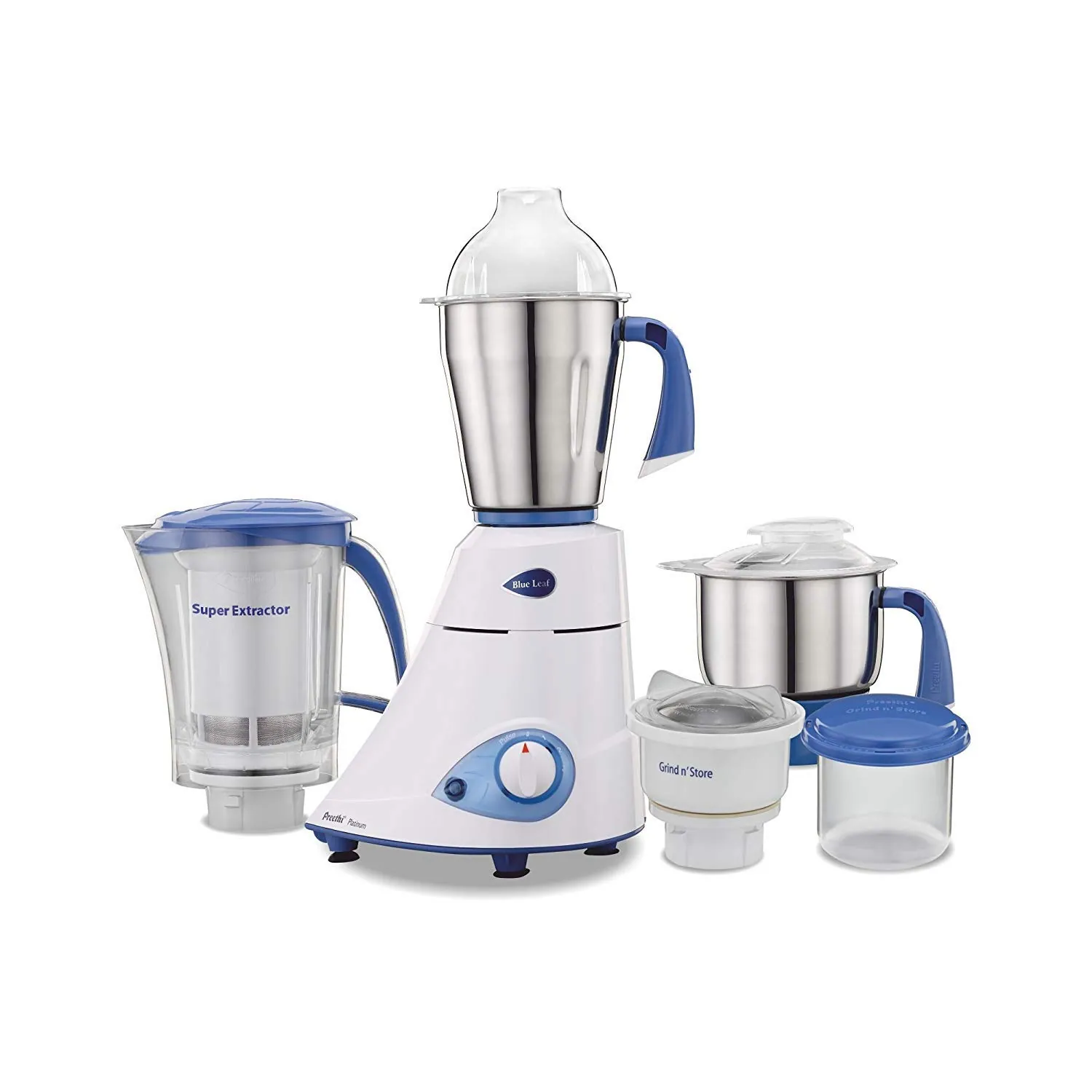 Preethi Blue Leaf Platinum 750 W Mixie White 4 Jars (MG-139)
