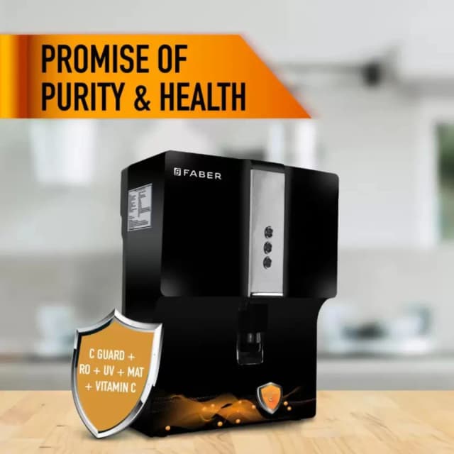 Faber C-Guard Plus (RO + UV + MAT + Vitamin C) 7 Ltr Water Purifier Black