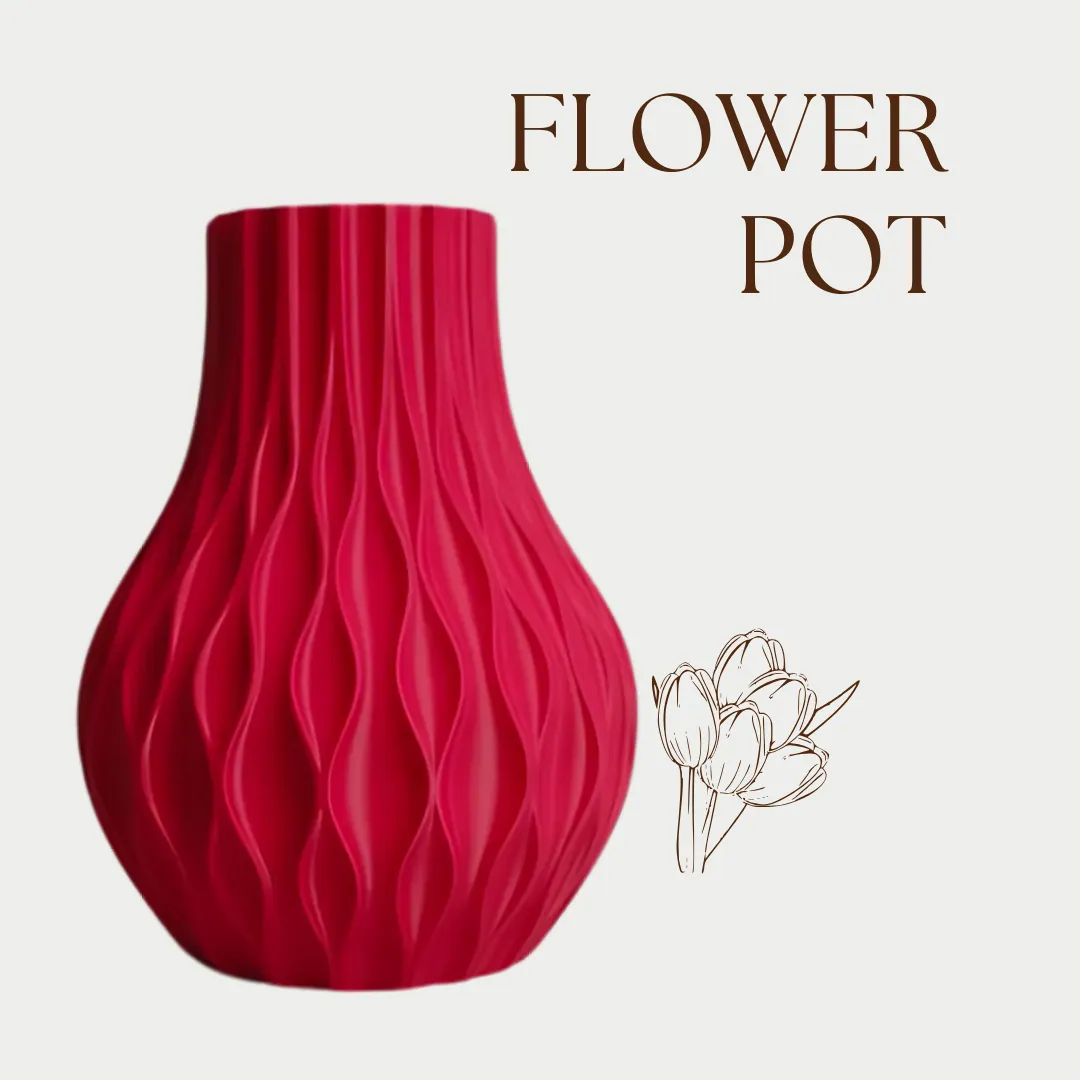 Designing Plastic Flower Pot Dark Pink