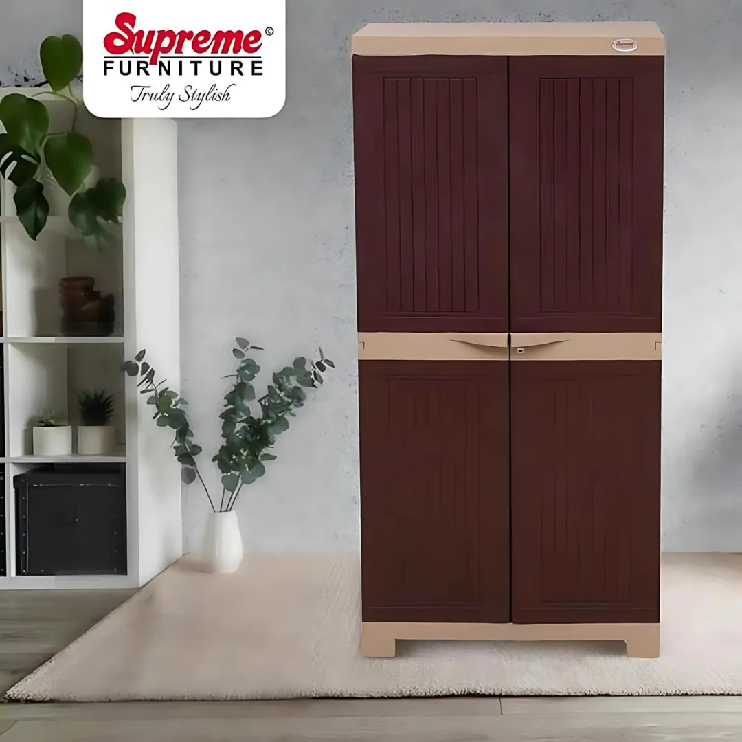 Supreme Creative 2 Large Brown & Sandal Storage Plastic Cupboard