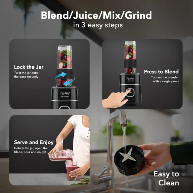 Prestige Nutri Jet Mixer Grinder With 2 Jars Black