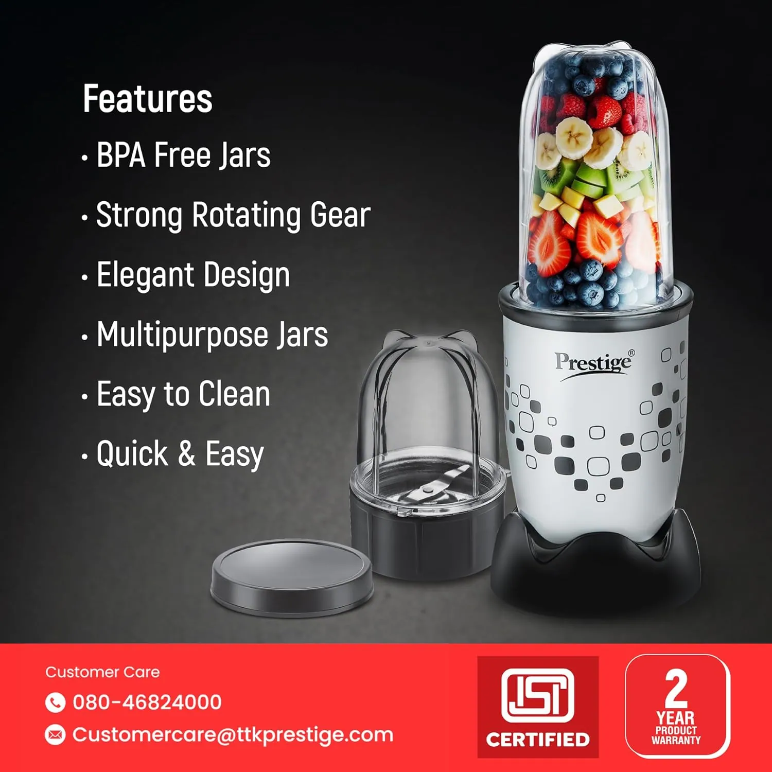 Prestige Nutri Mix 2.0 Mixer Grinder 350 W 2 Jar Grey