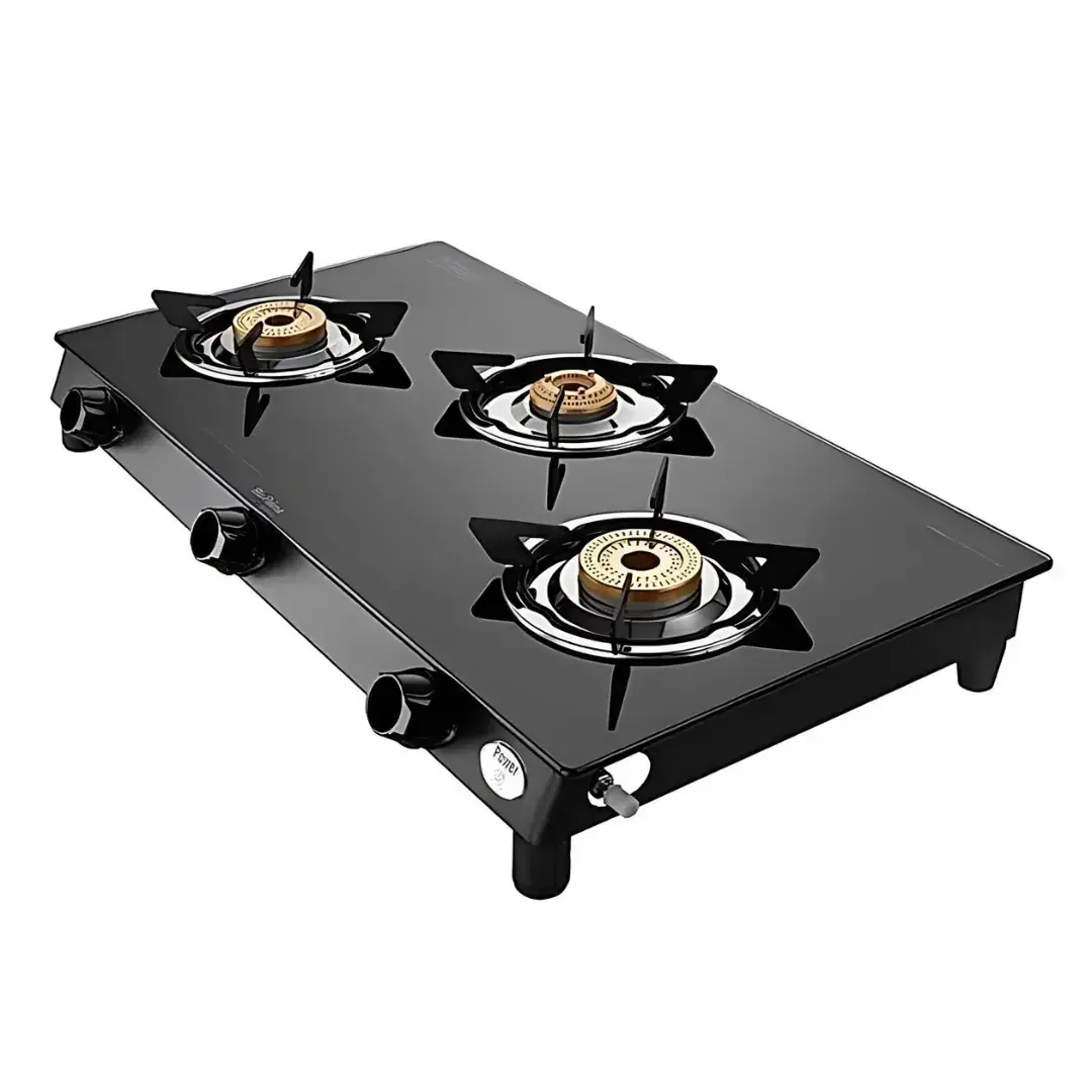 Preethi Sparkle Power Duo Glass Top 3B Black - Gas Stove