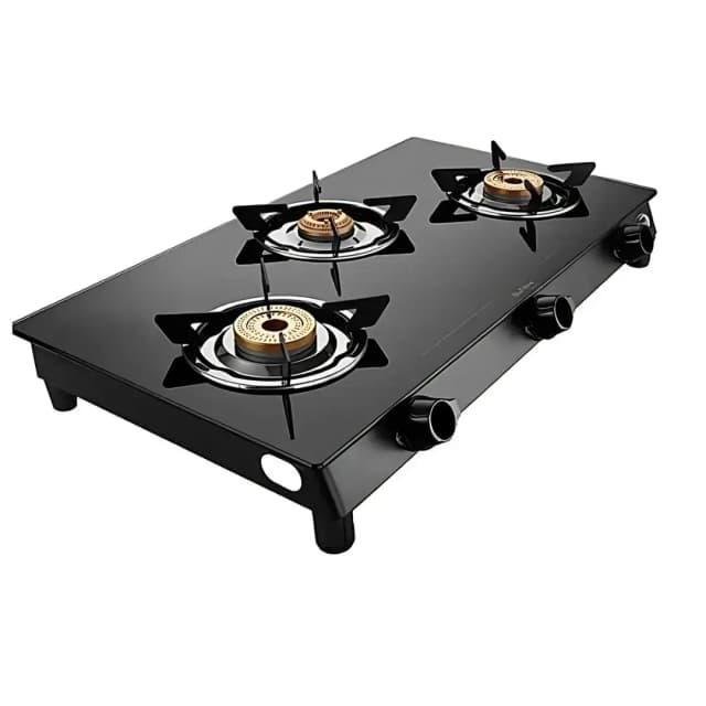 Preethi Sparkle Power Duo Glass Top 3B Black - Gas Stove