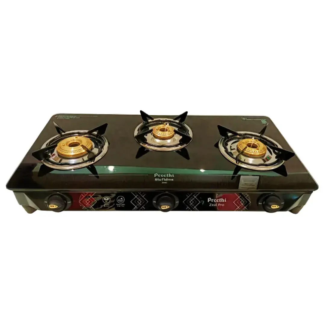 Preethi Zeal Pro Glass Top 3B Black - Gas Stove