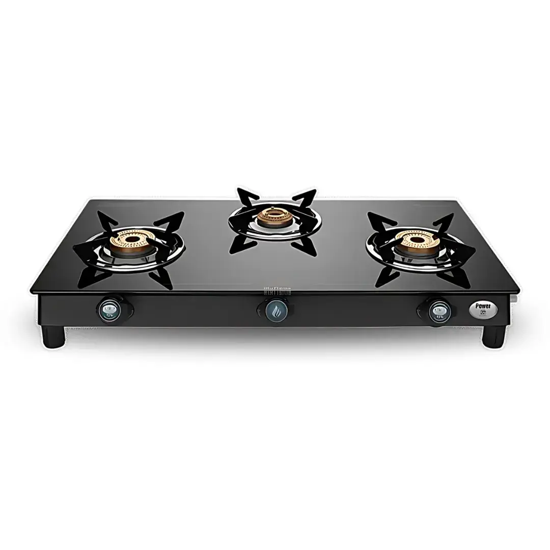 Preethi Sparkle Power Duo Glass Top 3B Black - Gas Stove
