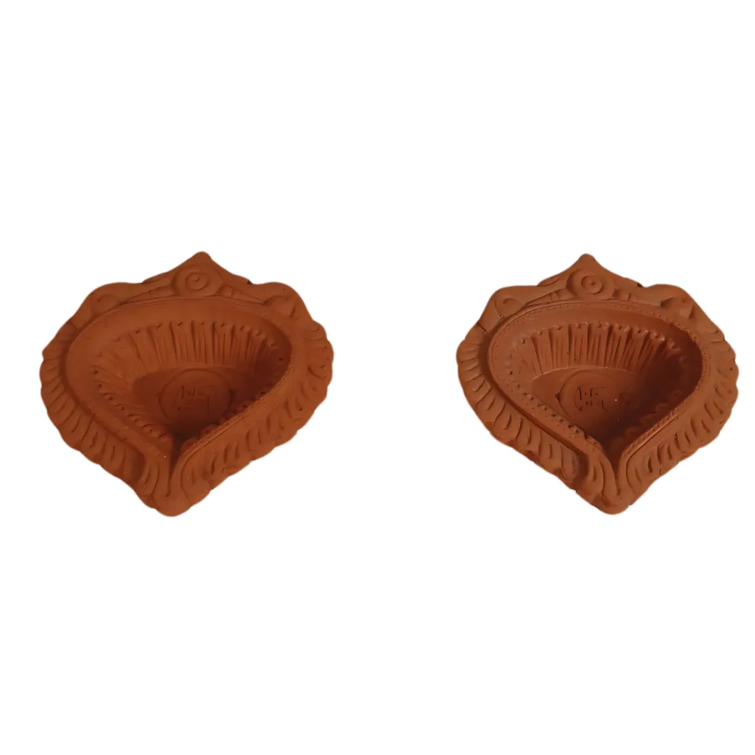 Hand Made Designing Agalvilakku Set Of 12 Brown