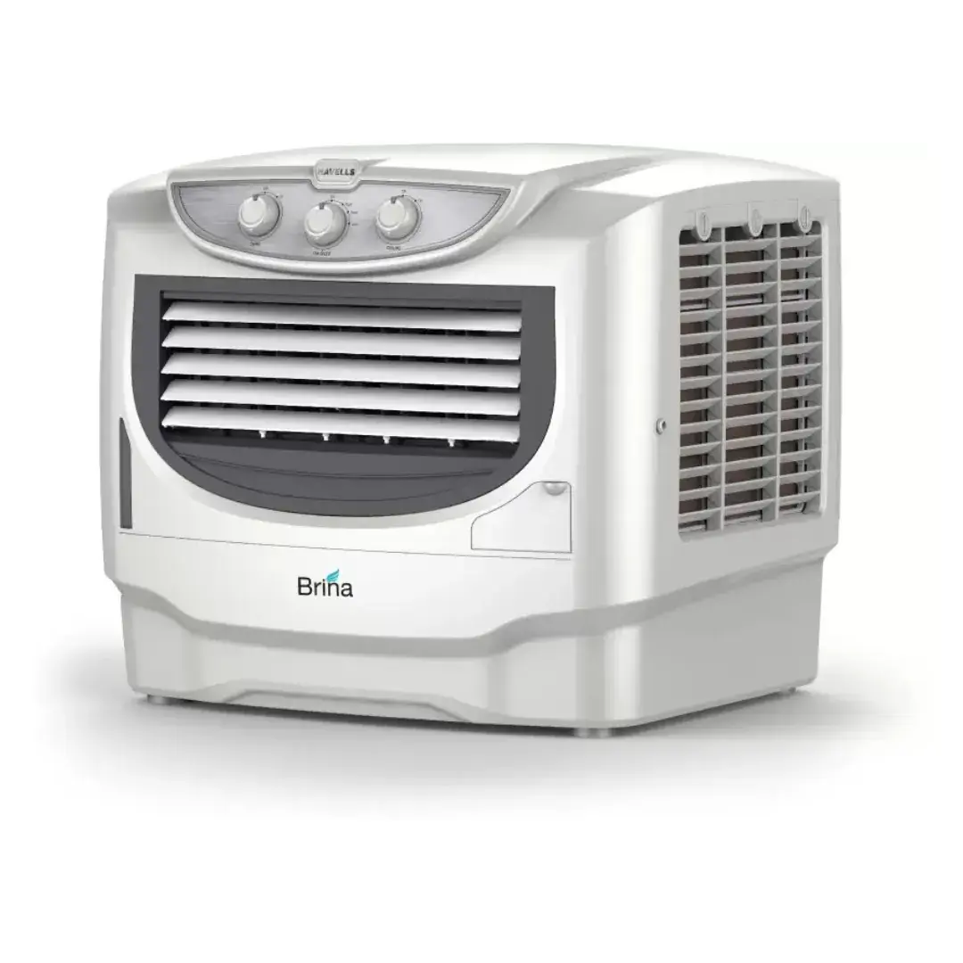Havells Brina Portable Window Honey Comb Auto Drain Air Cooler White & Grey 50 Ltr With Free Trolley Stand