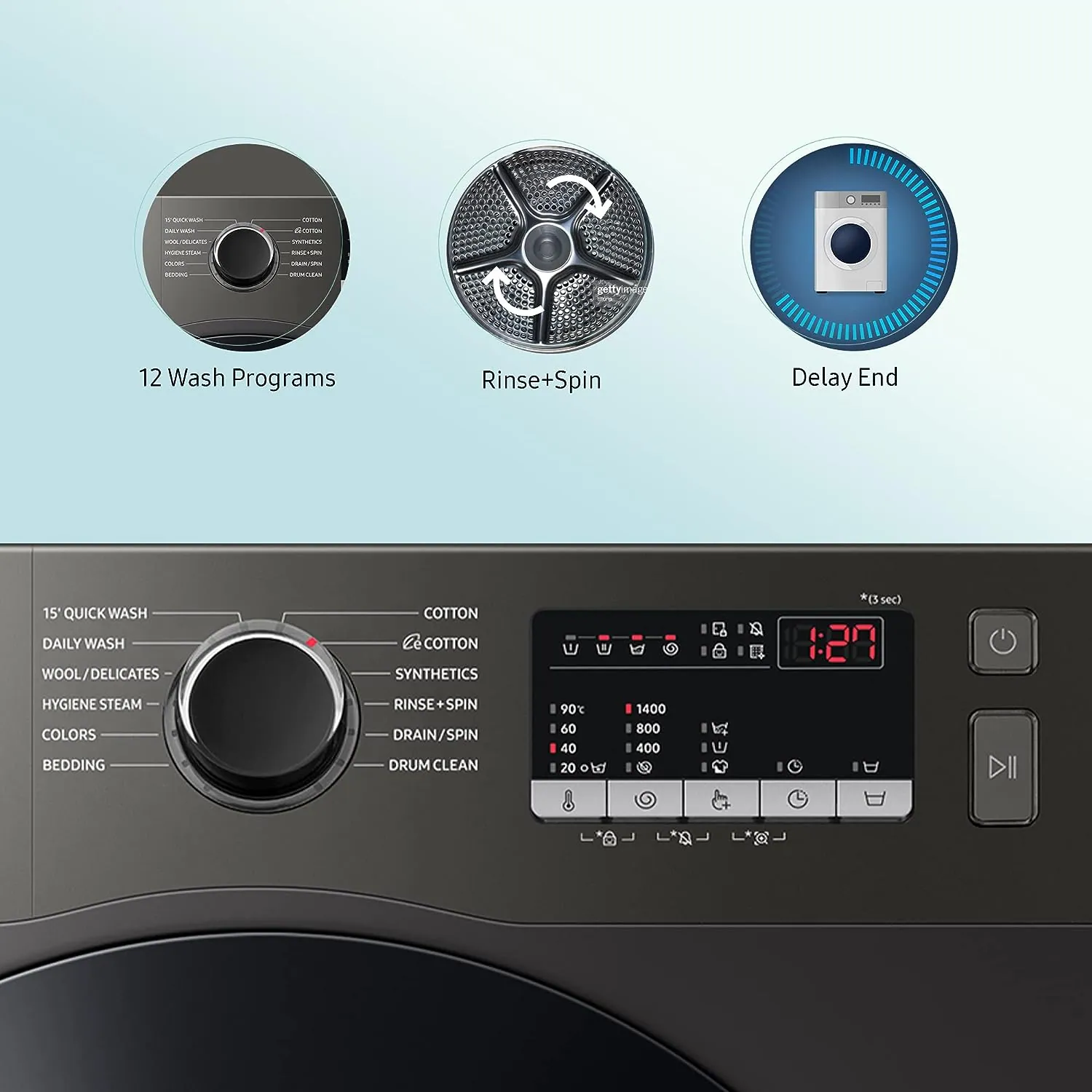 Samsung Front Load Fully Automatic Washing Machine 9 KG (WW90T4040CX-Inox)