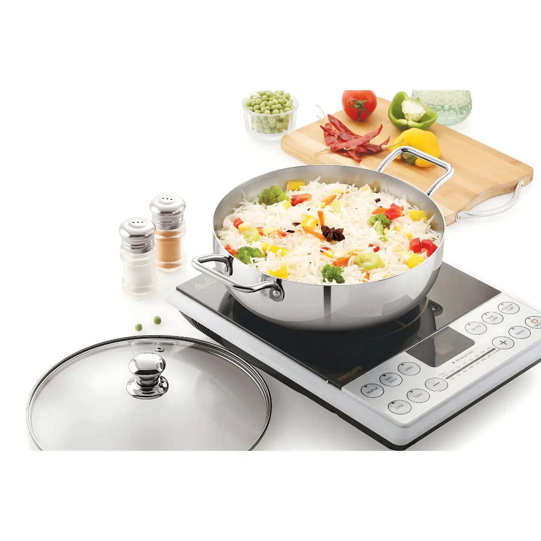 Sonu Stainless Steel Cuisino Plain Kadai With Glass Lid 20 CM