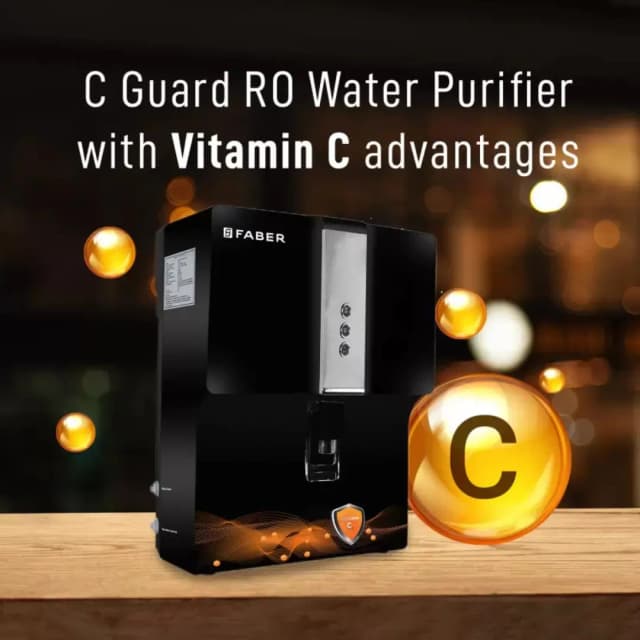 Faber C-Guard Plus (RO + UV + MAT + Vitamin C) 7 Ltr Water Purifier Black