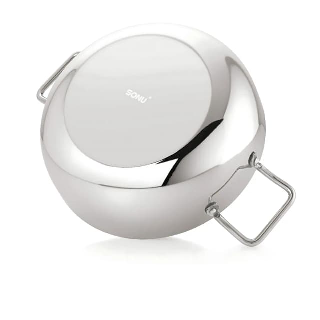 Sonu Stainless Steel Cuisino Plain Kadai With Glass Lid 20 CM
