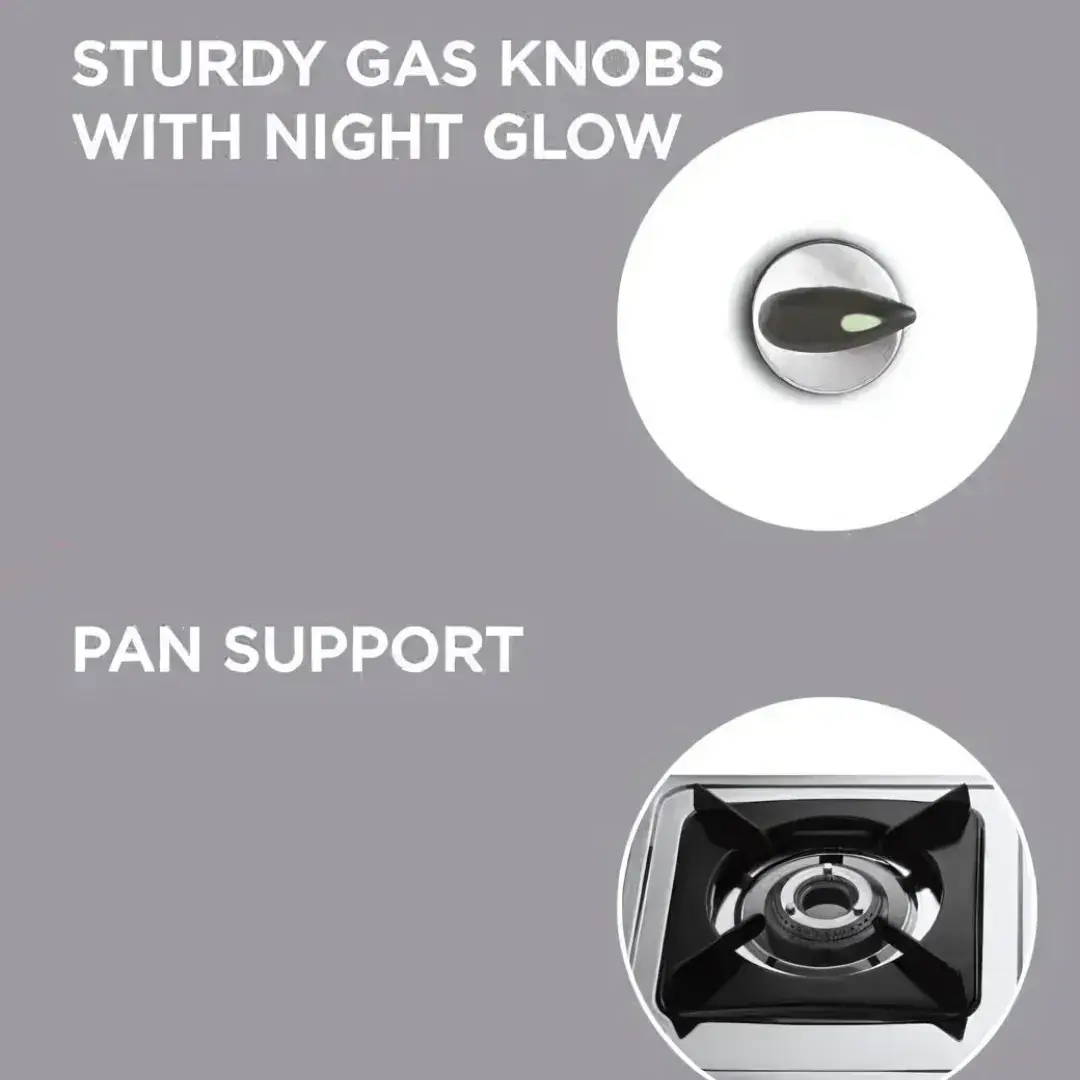 Preethi Sparkle Power Duo Glass Top 3B Black - Gas Stove