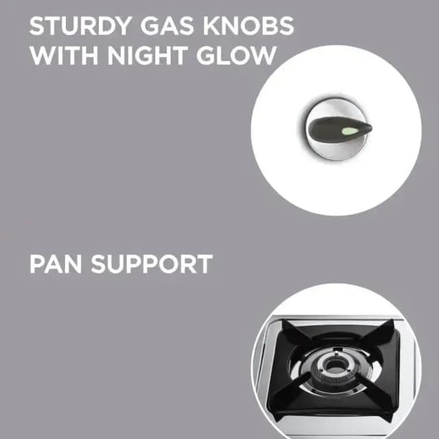 Preethi Sparkle Power Duo Glass Top 3B Black - Gas Stove