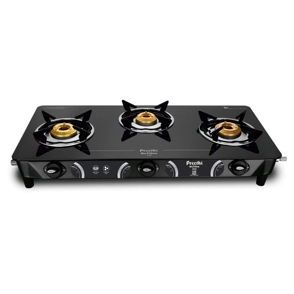 Preethi Zeal Glass Top 3B Black - Gas Stove