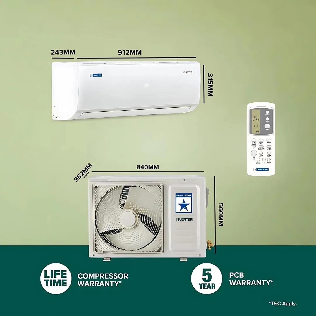 Blue Star Air Conditioner 1.5 Ton 5 Star Inverter Spit AC (IC518PNU)