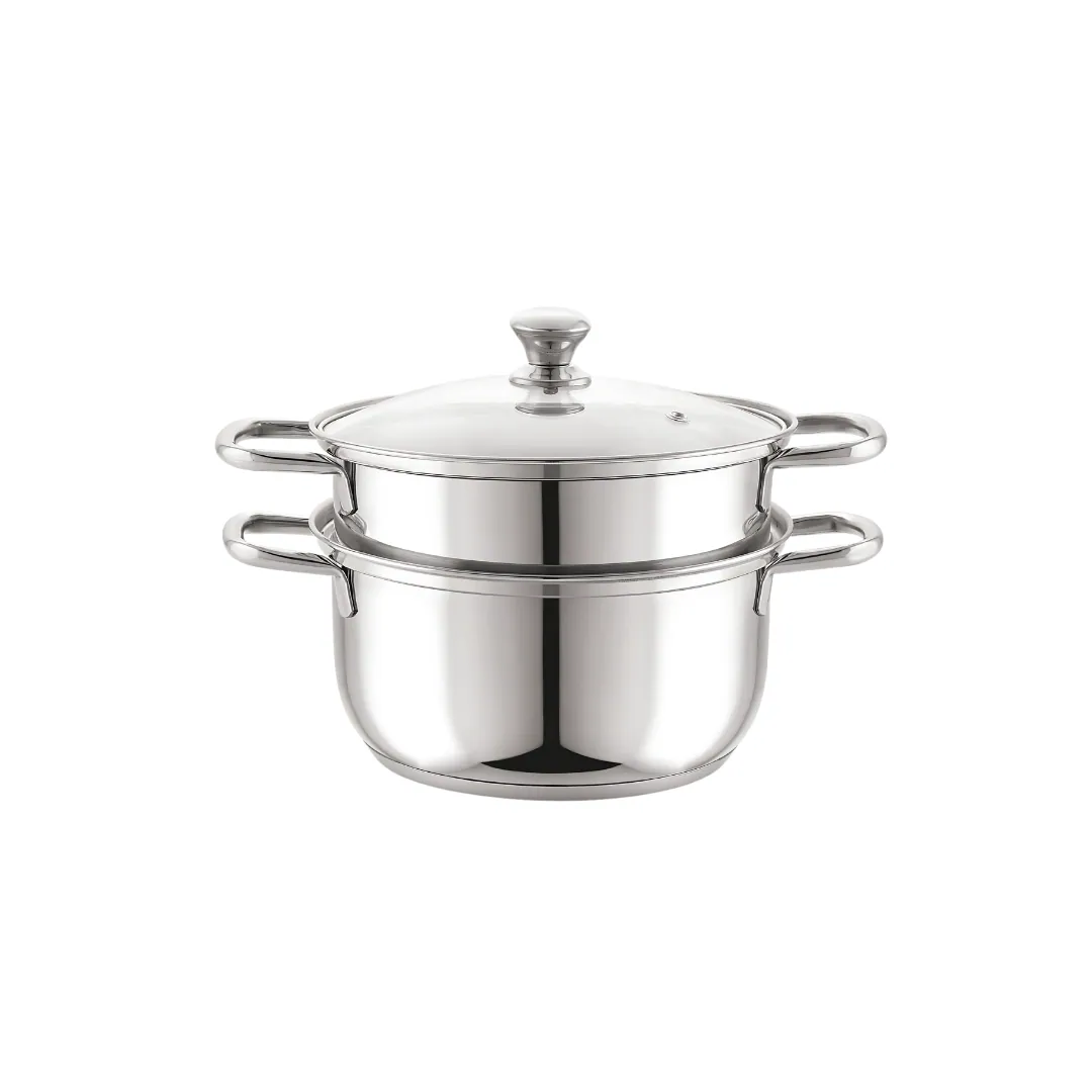 Sonu 2-Tier Vegetable Steamer Stainless Steel Cookware 20 CM