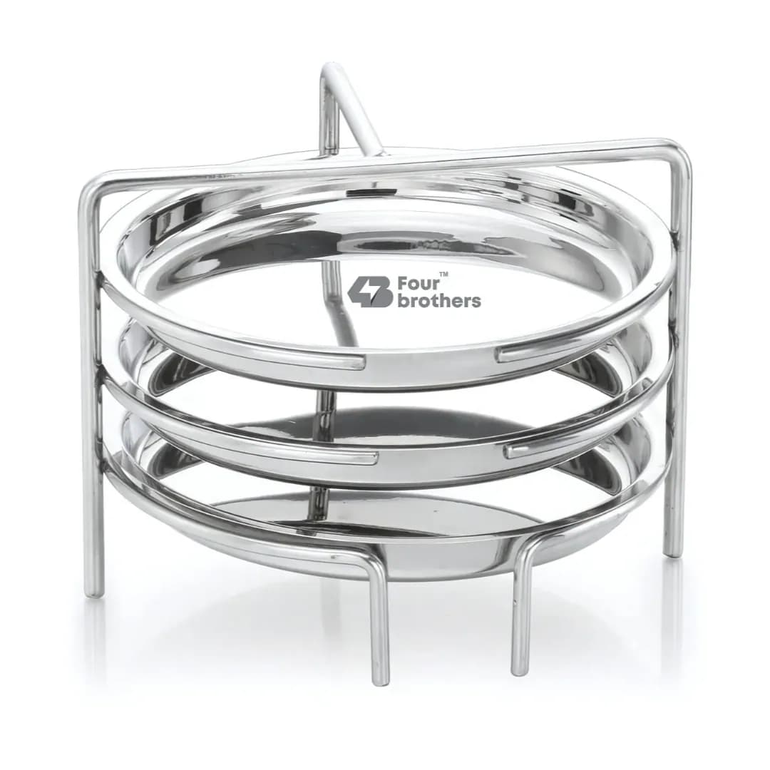 Four Brothers Dhokla & Thatu Stand Stainless Steel Steamer 3 Plate