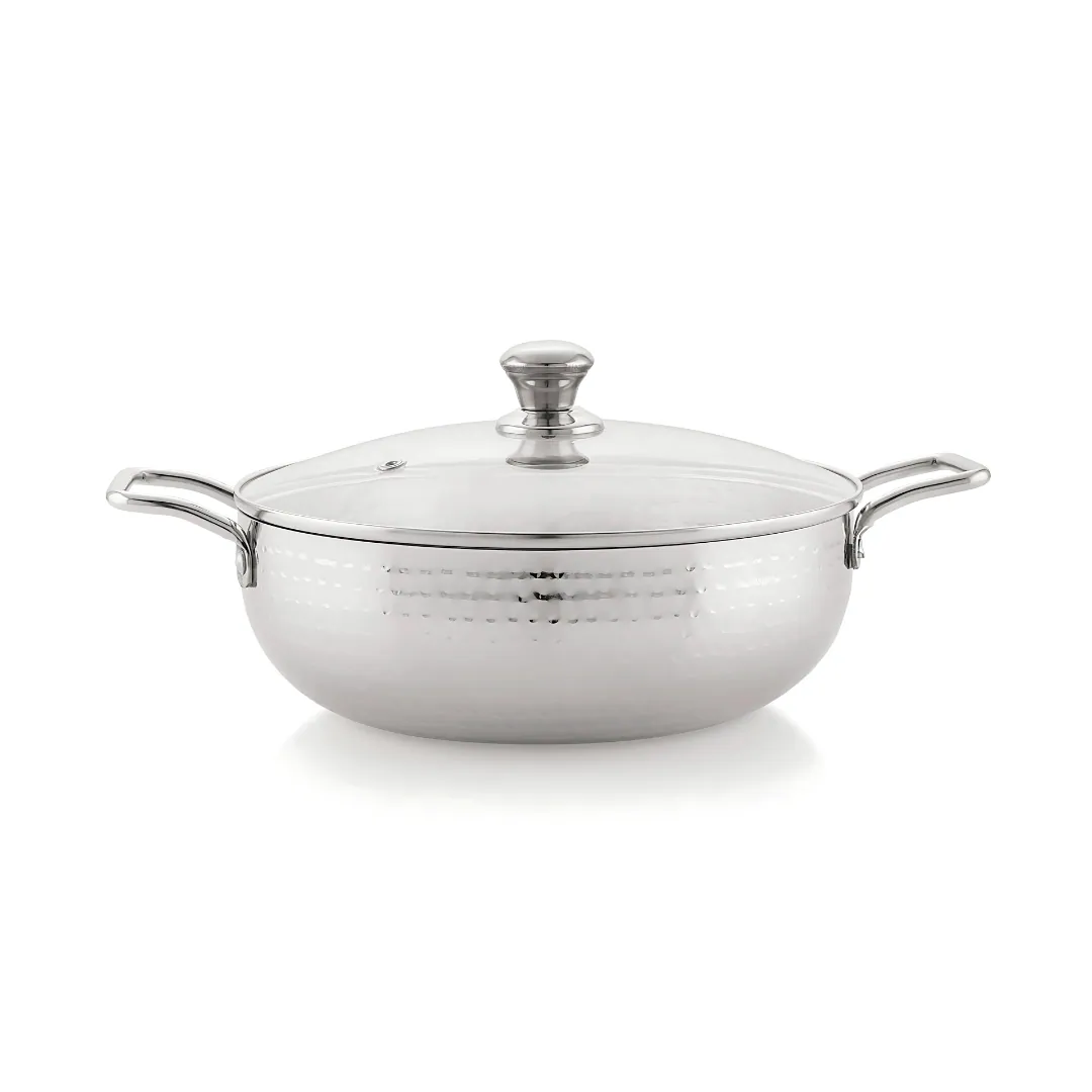 Sona Cuisino Hammered Kadai With Glass Lid 22 CM