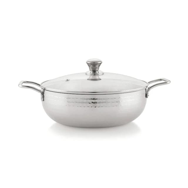 Sona Cuisino Hammered Kadai With Glass Lid 22 CM