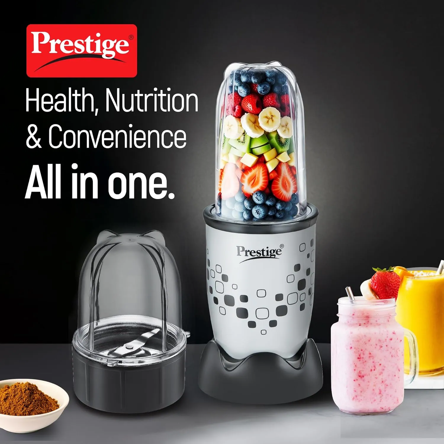 Prestige Nutri Mix 2.0 Mixer Grinder 350 W 2 Jar Grey