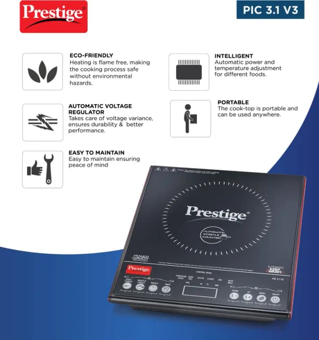Prestige PIC 3.1 V3 Induction Cooktop 2000 Watts Black