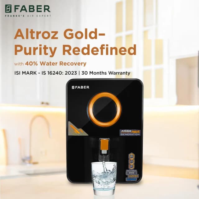 Faber Altroz Gold Water Purifier RO+ UV+ UF+ ALKALINE+ COPPER+ ZINC 10 Ltr