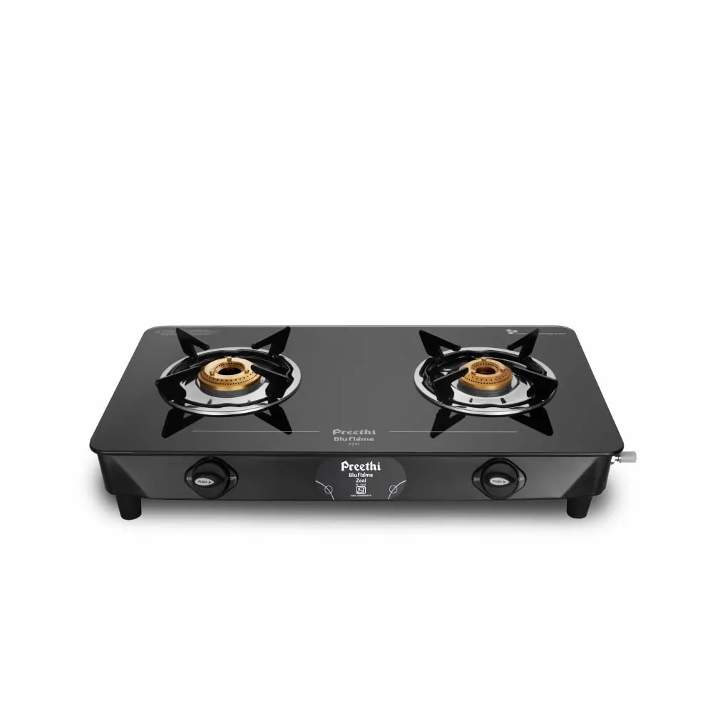 Preethi Zeal Plus 2B Glass Top Black Gas Stove