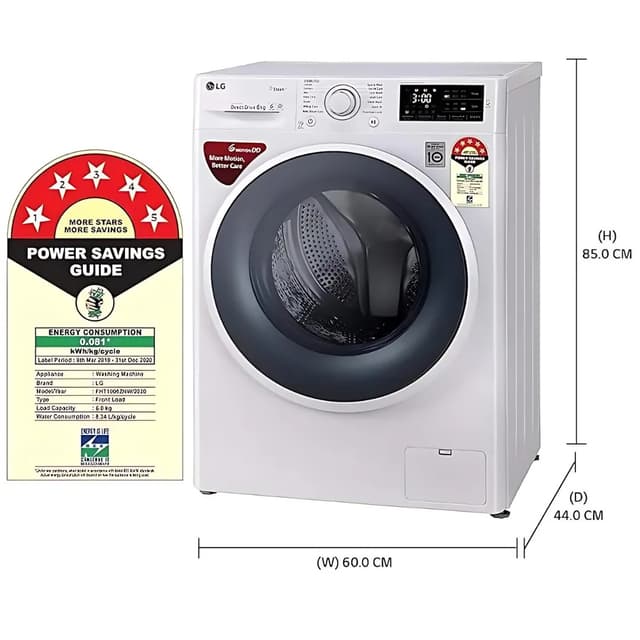 LG Front Load Fully Automatic Washing Machine 6 KG (FHT1006ZNW-Blue White)
