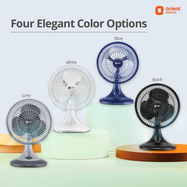 Orient Electric Zippy Pro Plastic (225 MM ) Black Table Fan